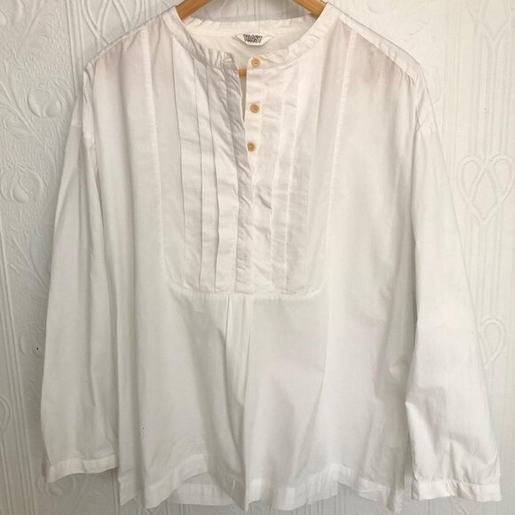 TOAST shirt, white shirt blouse, 3/4 sleeves, front pleated placket, size 10 - Picture 1 of 2